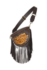Akaroa Rose Belt Bag Dark Choc/Gold - Jodi Lee