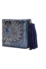 Love Story Owl Wallet Metallic Navy/Silver - Jodi Lee