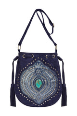 Marrakesh Pouch Bag Metallic Navy/Silver - Jodi Lee