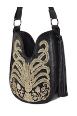 Mini Lyrebird Tassel Bag Black Faux Leather - Jodi Lee