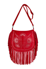 Navajo Sunflower Cut-Out Bag Ruby Red/Silver (SAMPLE SALE) - Jodi Lee