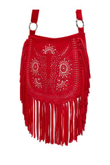 Navajo Sunflower Cut-Out Bag Ruby Red/Silver (SAMPLE SALE) - Jodi Lee