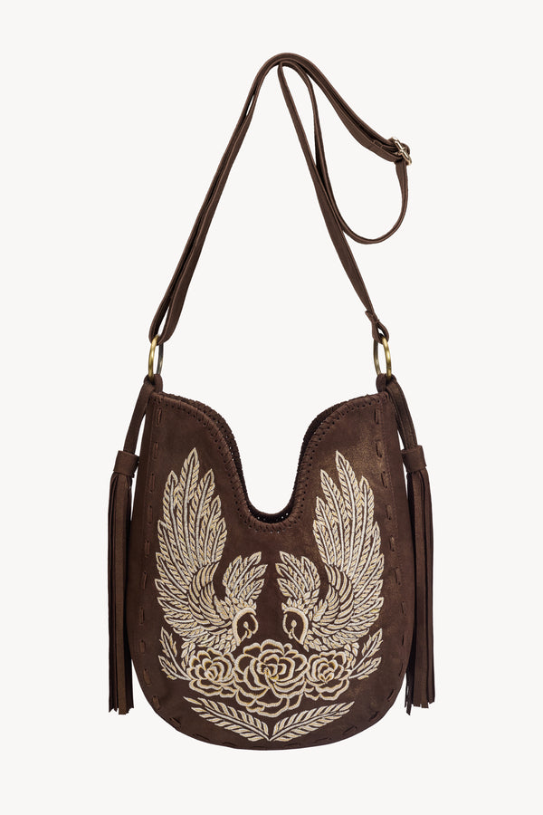 Owl Rose Embroidery Bag Metallic Brown - Jodi Lee