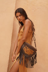 Akaroa Rose Belt Bag Dark Choc/Gold - Jodi Lee