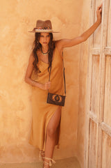 Angel Feather Wallet Dark Choc/Gold (SAMPLE SALE) - Jodi Lee