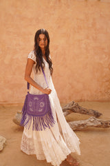 Navajo Sunflower Cut-Out Bag Bright Purple/Silver (SAMPLE SALE) - Jodi Lee