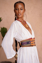 Zanzibar Buckle Belt Pink Rainbow/Tan - Jodi Lee