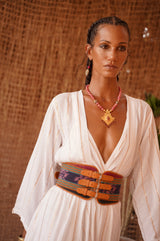 Zanzibar Buckle Belt Pink Rainbow/Tan - Jodi Lee