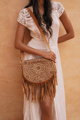 Anahita Sunflower Bag Antique Medium Brown/Gold/Dark Tan - Jodi Lee