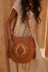 Angel Feather Pouch Bag Camel/Gold - Jodi Lee