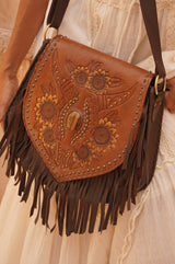 Akaroa Feather Bag Antique Medium Brown/Dark Choc/Gold (SAMPLE SALE/DIFFERENT SHAPE TO PHOTOS) - Jodi Lee