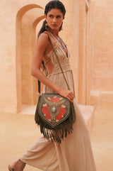 Akaroa Feather Rose Bag Antique Olive - Jodi Lee