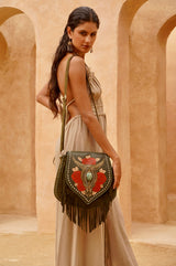 Akaroa Feather Rose Bag Antique Olive - Jodi Lee