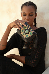 Charm Pansy Mini Wallet Black - Jodi Lee