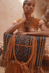 Zanzibar Ikat Bag Black/Tan/Gold - Jodi Lee