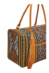 Zanzibar Ikat Bag Black/Tan/Gold - Jodi Lee