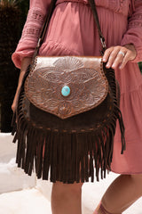 Lushington Fantail Bag (no studs) Antique Medium Brown/Dark Choc - Jodi Lee