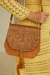 Lyrebird Feather Bag Antique Medium Brown/Dark Tan/Gold - Jodi Lee