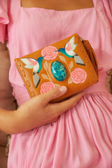 Mini Hummingbird Rose Wallet Antique Tan - Jodi Lee