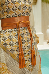 Lyrebird Feather Belt Antique Tan/Gold - Jodi Lee