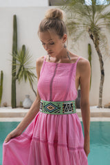 Zanzibar Embroidery Belt Aqua - Jodi Lee