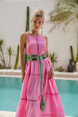 Zanzibar Embroidery Belt Aqua - Jodi Lee