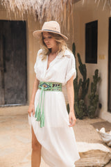 Zanzibar Embroidery Belt Aqua - Jodi Lee