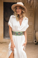 Zanzibar Embroidery Belt Aqua - Jodi Lee