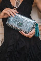 Deus Cut-Out Wallet Metallic Teal - Jodi Lee