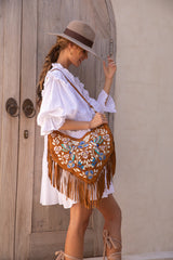 Georgina Embroidery Bag Dark Tan - Jodi Lee