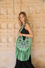 Zanzibar Embroidery Bag Aqua - Jodi Lee