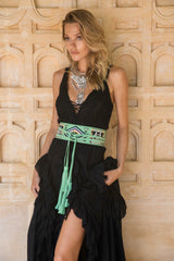 Zanzibar Embroidery Belt Aqua - Jodi Lee