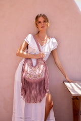 Heavenly Embroidery Bag Dusty Pink - Jodi Lee