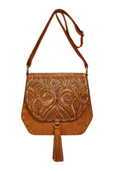 Lyrebird Feather Bag Antique Medium Brown/Dark Tan/Gold - Jodi Lee