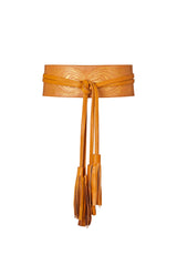 Lyrebird Feather Belt Antique Tan/Gold - Jodi Lee