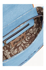 Rose Embroidery Bag Denim/Antique Tan - Jodi Lee