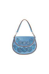 Rose Embroidery Bag Denim/Antique Tan - Jodi Lee