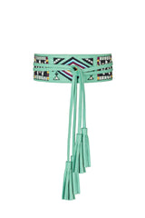 Zanzibar Embroidery Belt Aqua - Jodi Lee