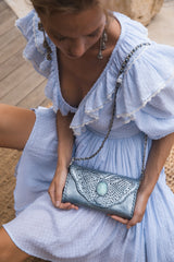 Papillon Cut-Out Wallet Metallic Denim (SAMPLE SALE) - Jodi Lee