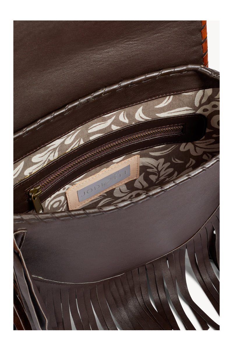 Akaroa Feather Bag Antique Medium Brown/Dark Choc/Gold (SAMPLE SALE/DIFFERENT SHAPE TO PHOTOS) - Jodi Lee