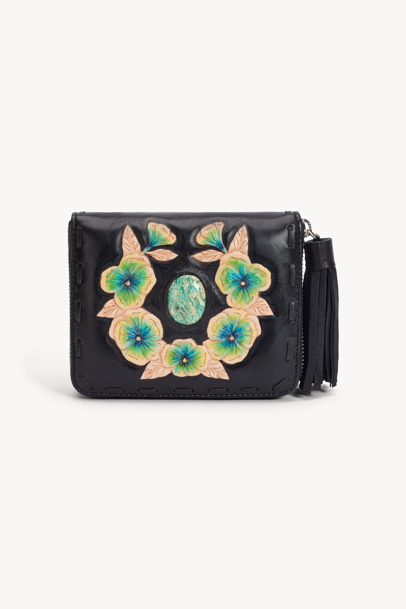 Charm Pansy Mini Wallet Black - Jodi Lee