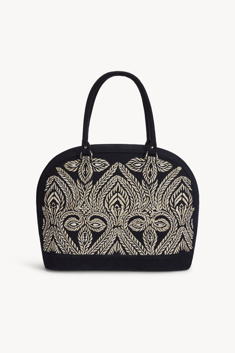 Mini Queen Marrakesh Embroidery Bag Black Denim - Jodi Lee
