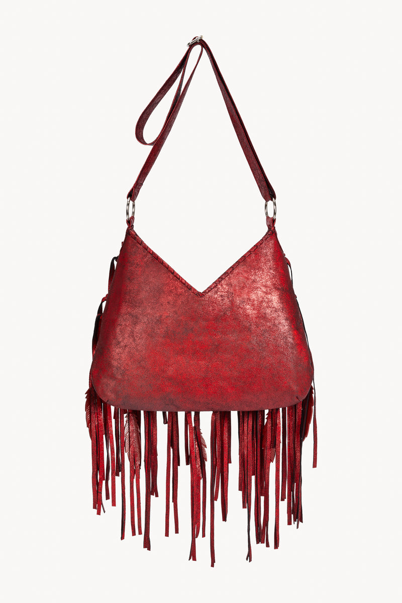 Mini Pocahontes Feather Bag Metallic Red