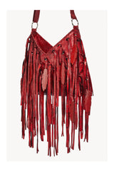 Mini Pocahontes Feather Bag Metallic Red