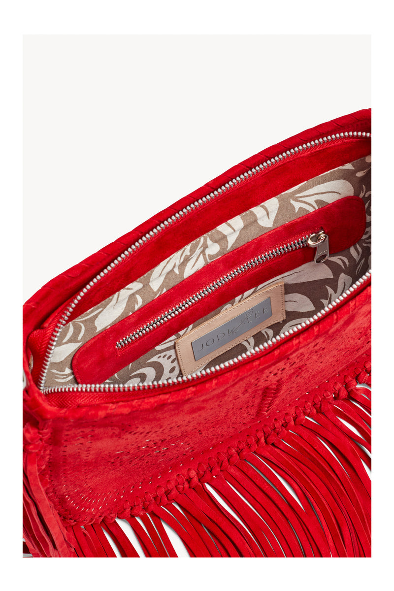 Navajo Sunflower Cut-Out Bag Ruby Red/Silver (SAMPLE SALE) - Jodi Lee