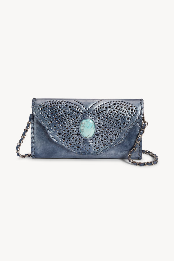 Papillon Cut-Out Wallet Metallic Denim (SAMPLE SALE) - Jodi Lee