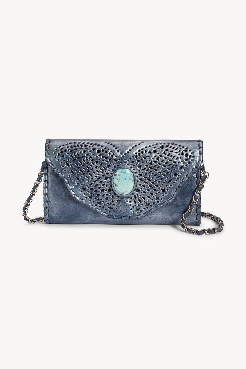 Papillon Cut-Out Wallet Metallic Denim (SAMPLE SALE) - Jodi Lee