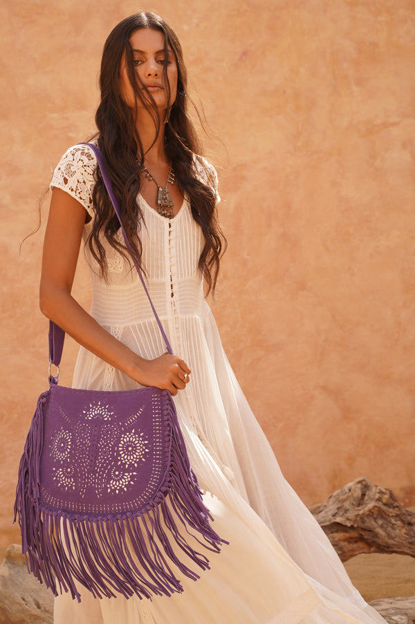 Navajo Sunflower Cut-Out Bag Bright Purple/Silver