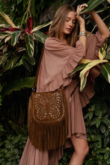 California Sister Butterfly Bag Whiskey/Silver - Jodi Lee