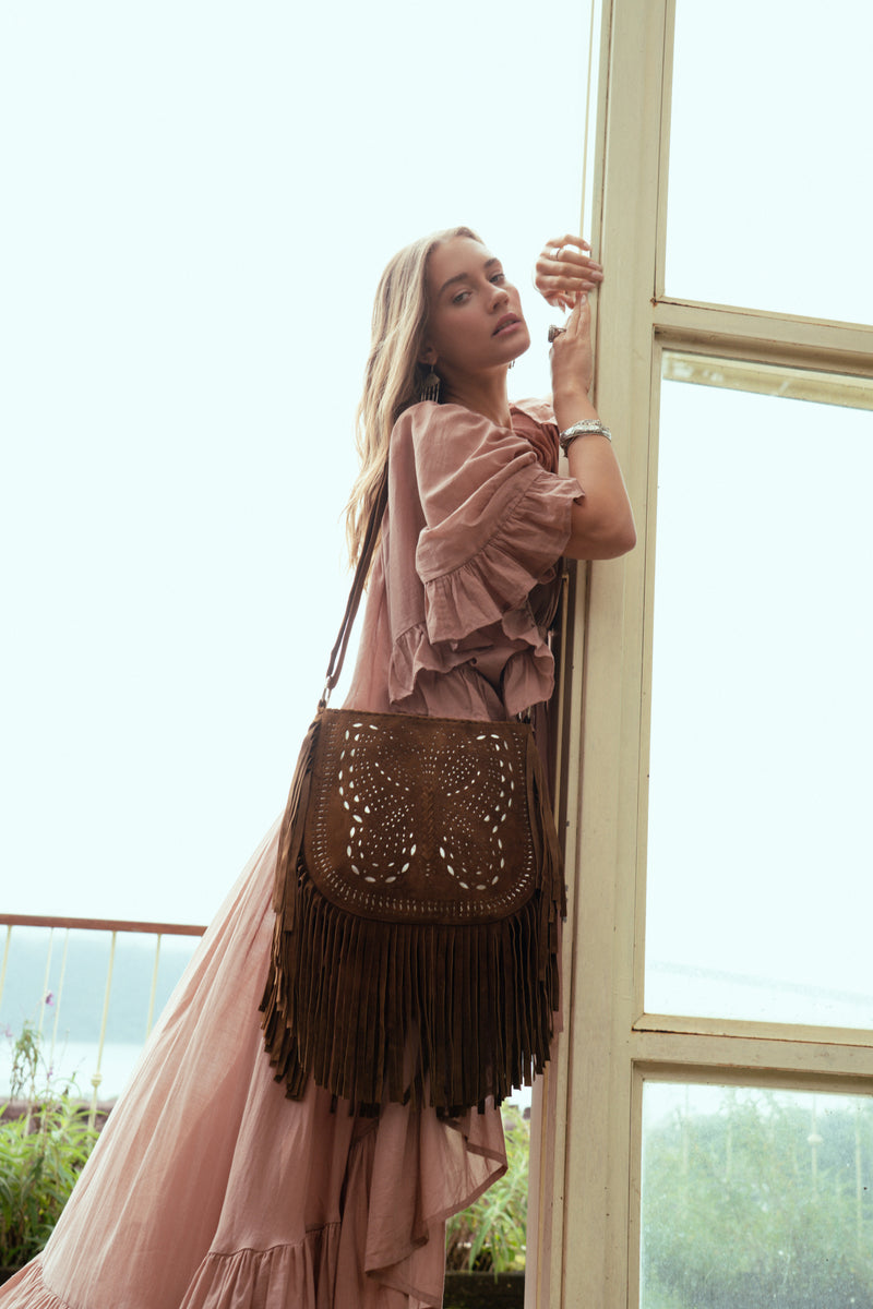 California Sister Butterfly Bag Whiskey/Silver - Jodi Lee